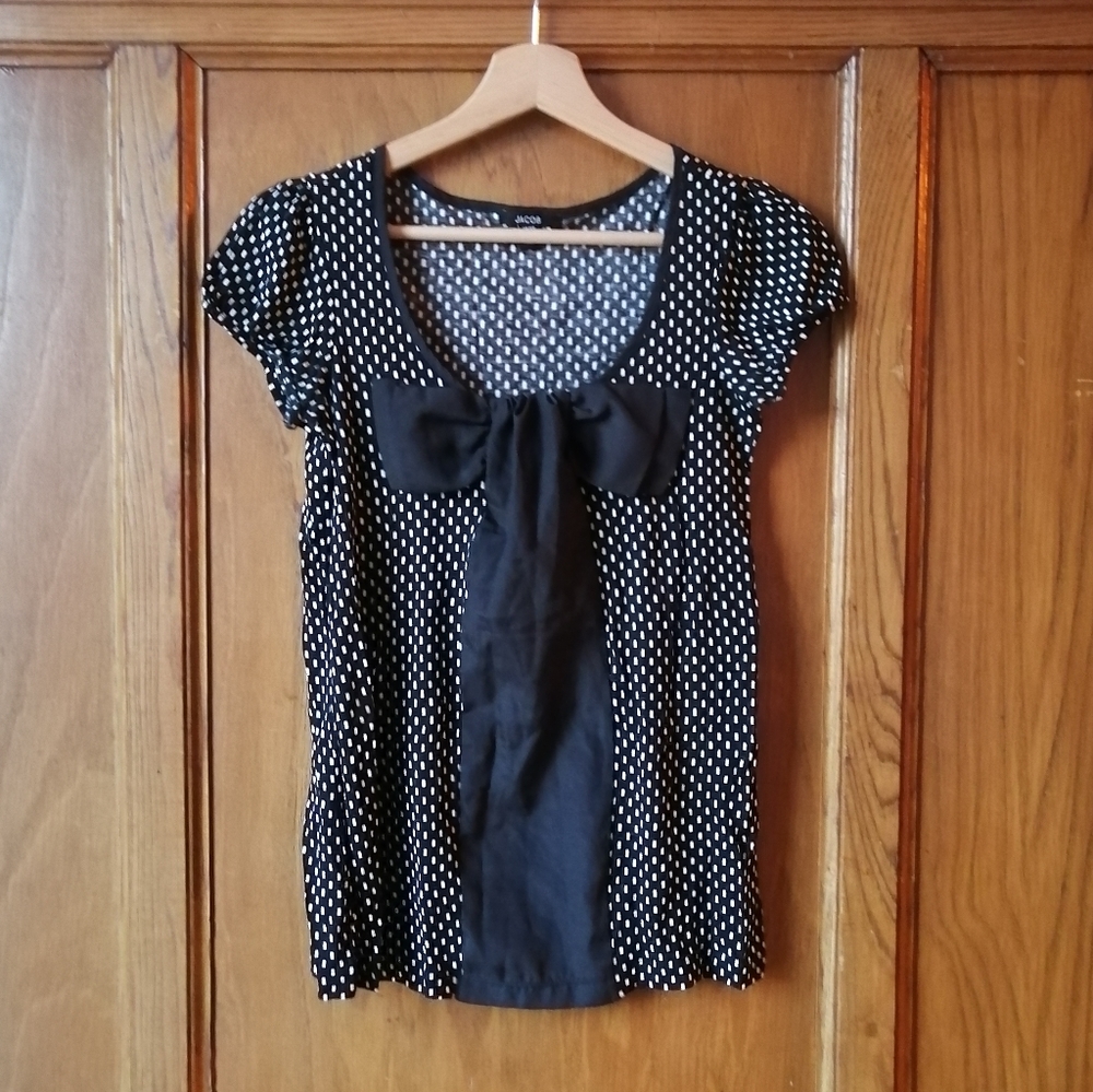 Jacob black and white bow top blouse